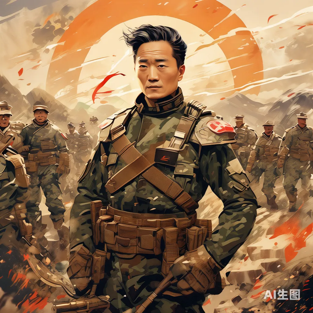 戚继光在战场上指挥士兵作战