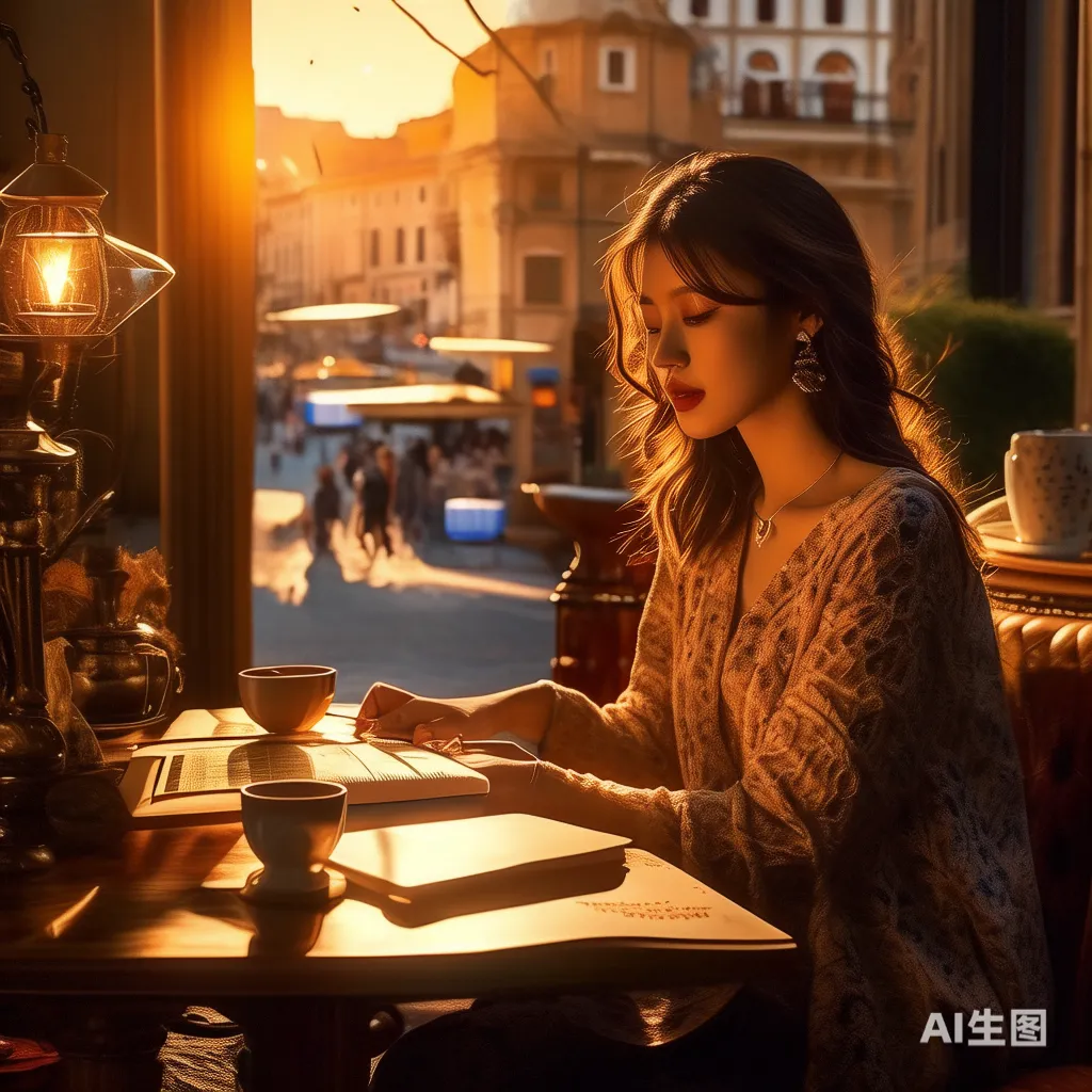一位作家坐在罗马的咖啡馆里